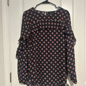 Banana Republic Black and Red Circle Print Blouse